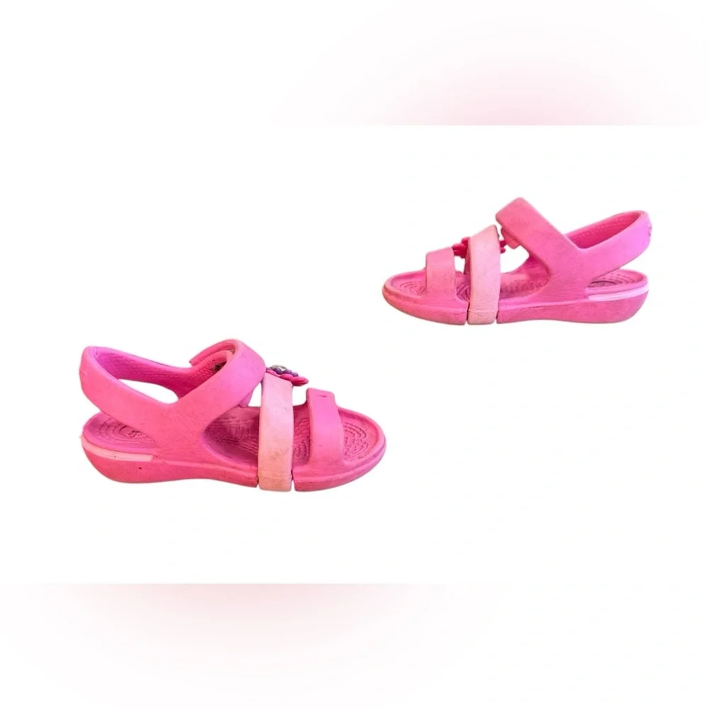 CROCS Pink Kids Sandals with Flower Accent Children’s Size 5